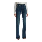 Tom Ford Flare Mid-Rise Jeans med Kontrastsömmar Blue, Dam