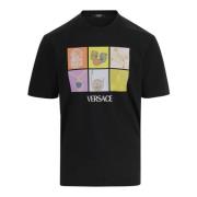 Versace Bomull Crew Neck Logo Print T-shirt Black, Herr