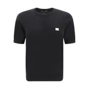 Dolce & Gabbana Monogram Bomull T-shirt med Graverad Detalj Black, Her...