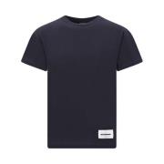 Jil Sander Logo Patch Bomull T-Shirt Rund Hals Blue, Herr