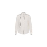 Elisabetta Franchi Georgette skjorta med halsduk White, Dam