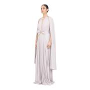 Elisabetta Franchi Lila Elegant Lång Klänning med Mantel Gray, Dam