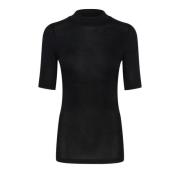 Kaffe Slim-fit Turtleneck T-shirt Svart Djup Black, Dam