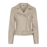 Notyz Bikerjacka Doeskin Ljus Guld Beige, Dam