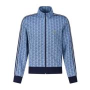 Lacoste Monogram Jacquard Sweatjacka Logo Detalj Blue, Herr