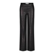 Drykorn Glitter Straight Leg Mid-Waist Byxor Black, Dam