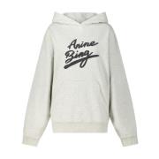 Anine Bing Signatur Oversized Hoodie i Använt Look Gray, Dam