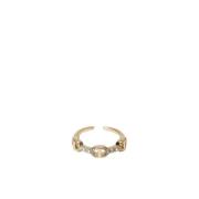 Twinset Gyllene Kristall Oval T Ring Yellow, Dam