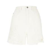 Ermanno Scervino Casual Denim Shorts för Kvinnor White, Dam