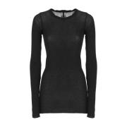 Rick Owens Rib Long Sleeve T-shirt Black, Dam