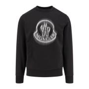 Moncler Förvriden Logga Bomullsweatshirt Black, Herr