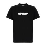 Off White Avslappnad Bomull T-shirt i Vit Black, Herr