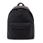 Moncler Nylon Vattentät Ryggsäck med Logotyp Patch Black, Herr