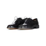 Santoni Läder Oxford Skor med Elastiska Insatser Black, Herr