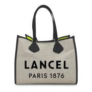 Lancel Sommar Toteväska i Jute och Läder Beige, Dam