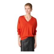 Bottega Veneta Lyxig Cashmere V-Neck Sweater Orange Orange, Dam