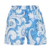 Etro Stiliga tryckta bomullsblandade shorts Blue, Dam