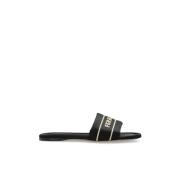 Salvatore Ferragamo Satinmules med logotyp Black, Dam