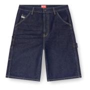 Diesel Blå Denim Bermuda Cargo Shorts Blue, Herr