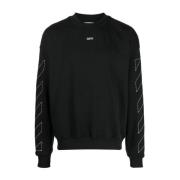 Off White Svart Logotryck Sweatshirt Black, Herr