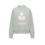 Isabel Marant Bomull Moby Sweatshirt Långärmad Logo Gray, Dam