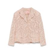 Ermanno Scervino Beige Blazer med Spets och Axelvaddar Beige, Dam