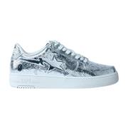 A Bathing APE Metall Logo Läder Sneakers Gray, Herr