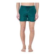 Moncler Logo Patch Badshorts i Skalväv Green, Herr