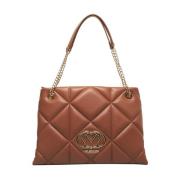 Love Moschino Quiltad Brun Axelväska Stilren Funktionell Brown, Dam