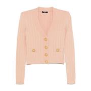 Balmain Beige Tröja med Axelvaddar Pink, Dam