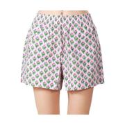 MC2 Saint Barth Blommig bomullsshorts rosa elastisk midja Multicolor, ...