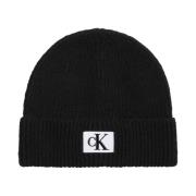 Calvin Klein Svart Patch Logo Beanie Black, Herr