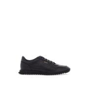 Boss Minimalistiska sneakers i svart läder Black, Herr