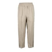 Brunello Cucinelli Elegant Linen Blend Pants Beige, Dam