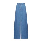 Givenchy Denim Wide Leg Byxor med 4G Motiv Blue, Dam