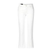 Cambio Jeans med vida ben och öppen fåll White, Dam