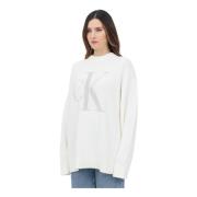 Calvin Klein Jeans Vit tröja med CK-logotyp White, Dam