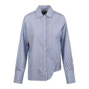 The Attico Eliza Button-Up Skjorta med Logobroderi Blue, Dam