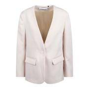 Essentiel Antwerp Oversized Single-Breasted Blazer White, Dam