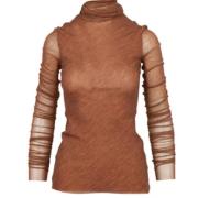 Philosophy di Lorenzo Serafini Tryckt stretch tulle topp Brown, Dam