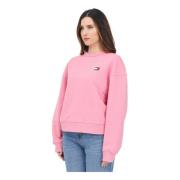 Tommy Jeans Rosa Crewneck Tröja Modern Passform Pink, Dam