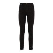 Fracomina Blommig Skinny Byxor med Spetsdetaljer Black, Dam