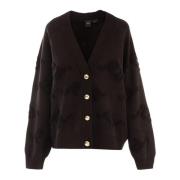 PINKO Jacquard Logo Boucle Cardigan med knappar Black, Dam