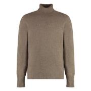 Drumohr Räfflad Ull Turtleneck Tröja Beige, Herr