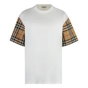 Burberry Bomull Crew-neck T-shirt, Ribbad Halsringning White, Dam