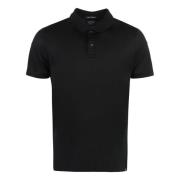 Paul & Shark Bomull Polo Skjorta med Ribbad Halslinning Black, Herr