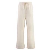 Maison Kitsuné Bomull Track-Pants med Fox Front Patch Beige, Dam