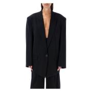 The Attico Oversized Glen Svart Blazer Black, Dam