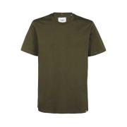 Les Deux Bomull Ribbad Crew T-shirt Green, Herr