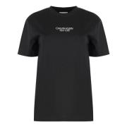 Calvin Klein Räfflad Bomull T-shirt Black, Dam